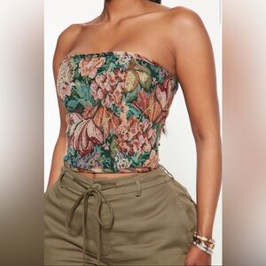 🌱🌹🌺Floral Corset (Lace Up Back) - Size: Small 🌺🌹🌱